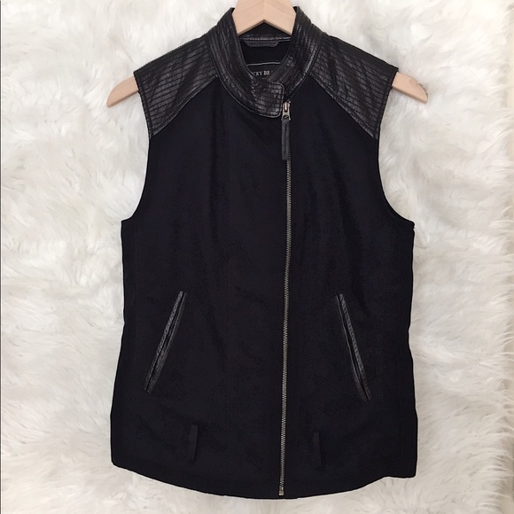 Lucky Brand Jackets & Blazers - lucky brand goat leather black denim moto vest
